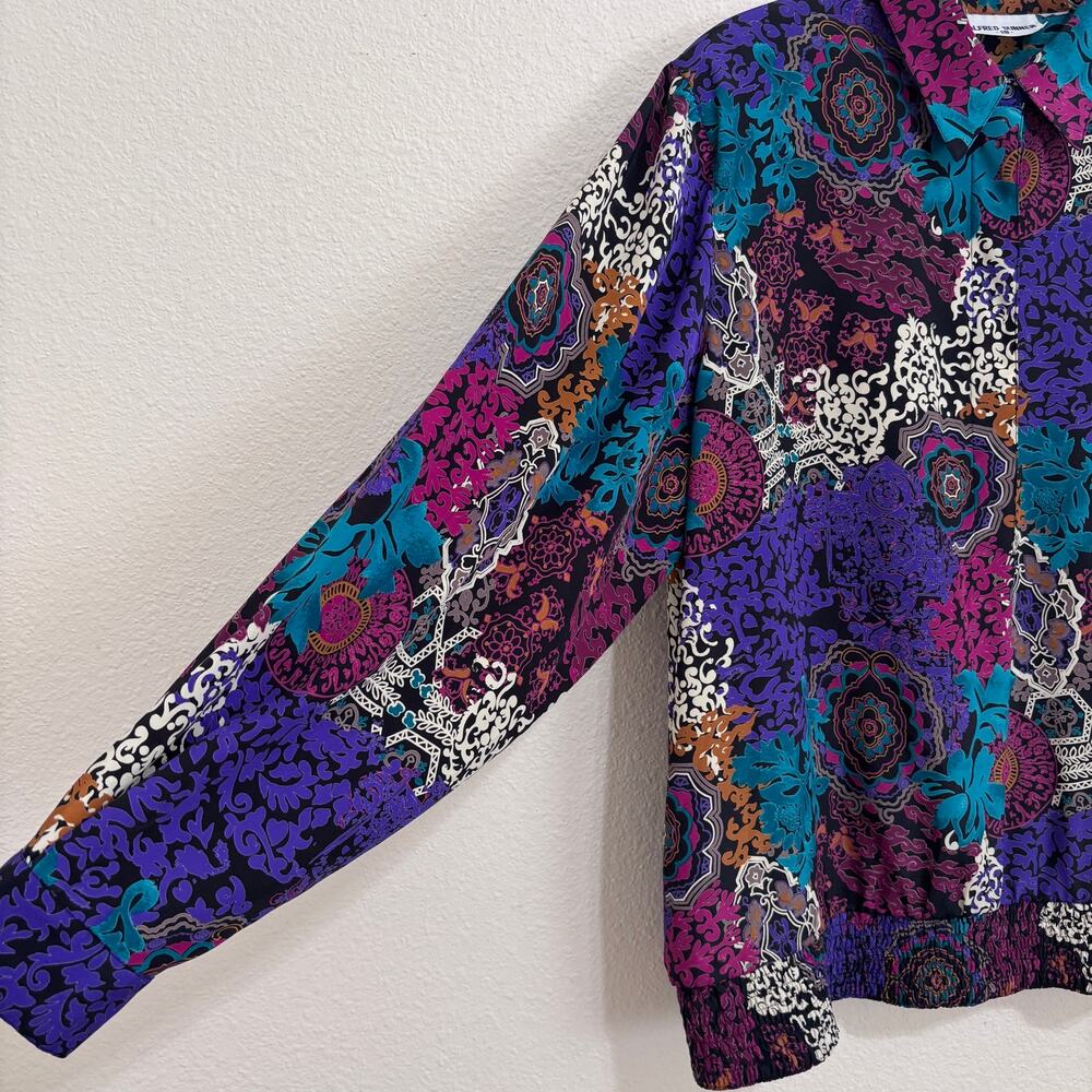 Alfred Dunner 18 Multicolor Abstract Blouse Button Up Artsy Maximalist Retro - Picture 4 of 10